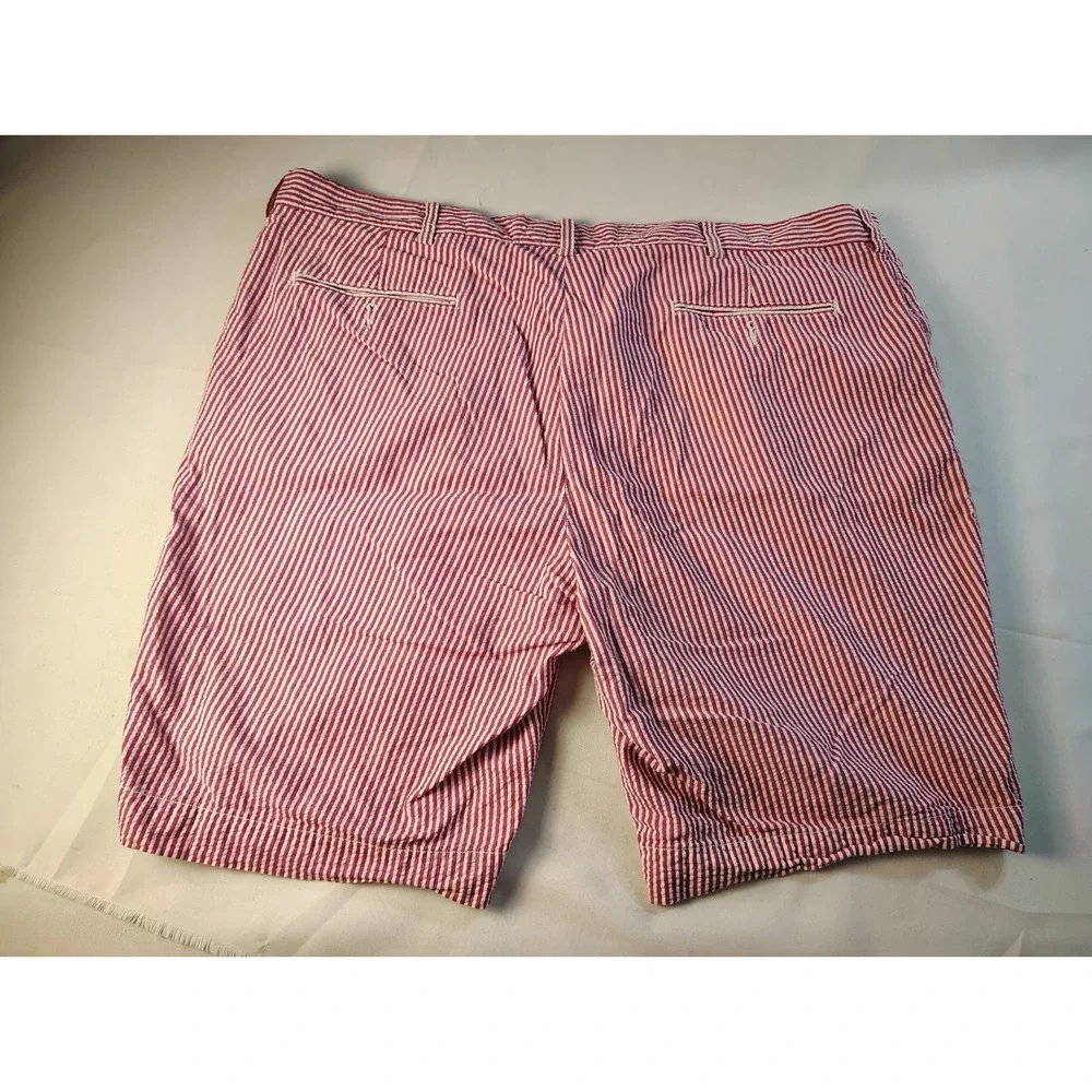 Polo Ralph Lauren Mens Red White Striped Seersucker Shorts Size 42 Y2K Designer
